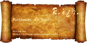 Rothman Ábel névjegykártya